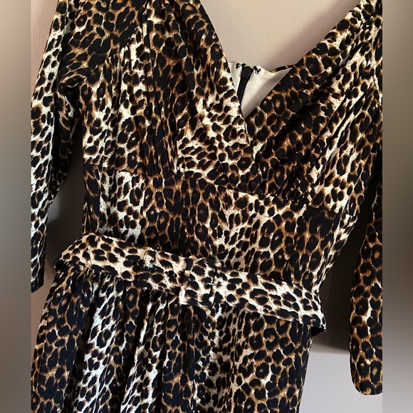 Vixen by Micheline Pitt Leopard Print Wrap Dress in Brown and Black - Picture 2 of 6